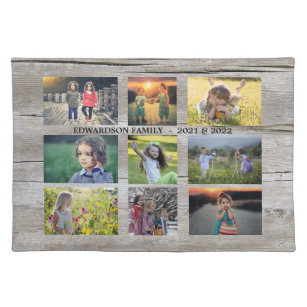 Create your own rustic wood family photo collage placemat