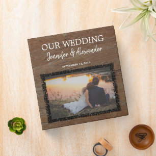 Create your own rustic wood photo wedding album binder