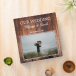Create your own rustic wood photo Wedding Binder<br><div class="desc">Rustic dark barn wood photo Wedding album 3 ring binder.
You can add your own photo at the front to personalize the album and make it very personal and unique.
Add your own text at the front and add the spine.</div>