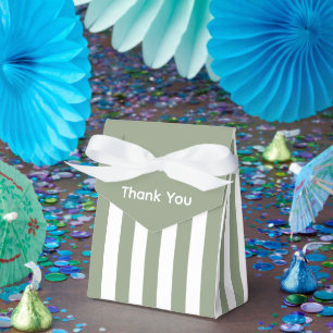 Create Your Own Sage Green White Striped Pattern Favor Box