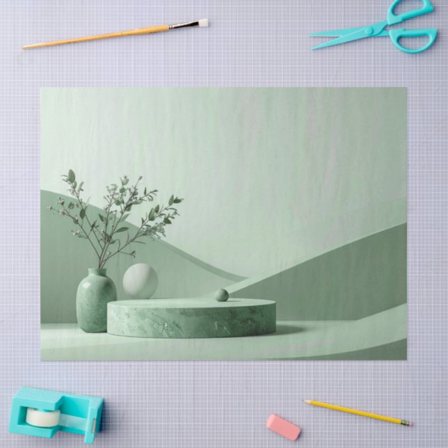 Create Your Own Sage Green White Striped Pattern Tissue Paper (Craft)