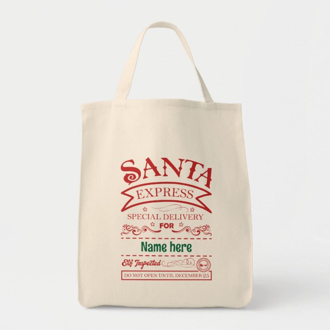 Create Your Own Santa Express Gift Sack Tote Bag (Front)