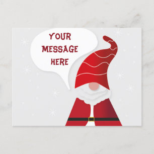 Create Your Own Santa Gnome Funny Red & White Holiday Postcard