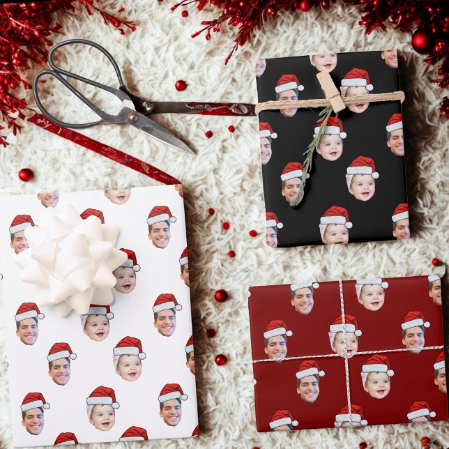 Create Your Own Santa Hat Face  Wrapping Paper Sheet (Creator Uploaded)