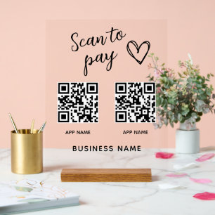 Create Your Own Scan To Pay QR Code Business Name Acrylic Sign