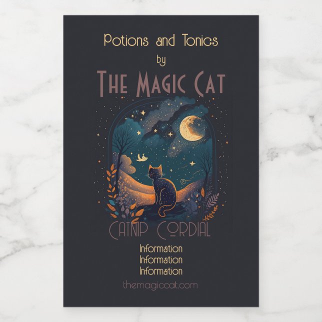 Create Your Own Scenic Mystical Black Cat Wine Label (Single Label)