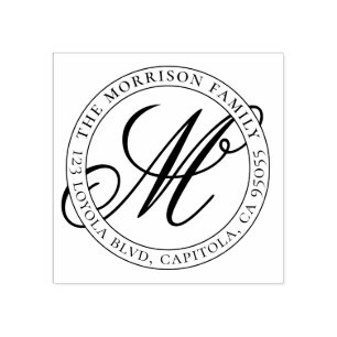 Create Your Own Script Monogram Family Address Rubber Stamp