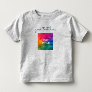 Create Your Own Script Text Upload Photo Grey Baby Toddler T-shirt