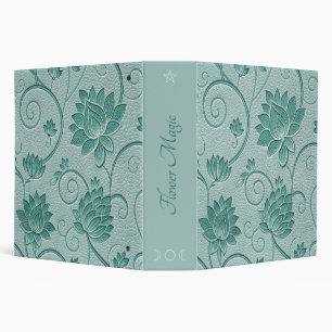 Create Your Own Seafoam Green Lotus Vintage Floral Binder