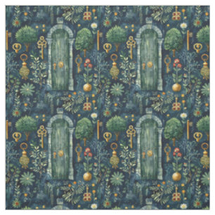 Create Your Own Secret Summer Garden Doors Blue Fabric