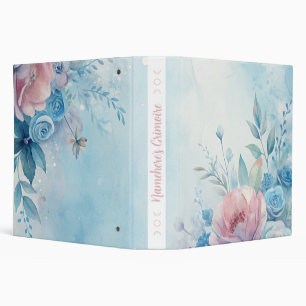 Create Your Own Shabby Chic Blue Pink Roses Binder