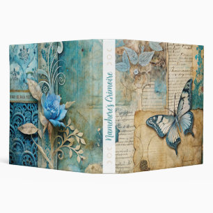 Create Your Own Shabby Chic Blue Rose Butterfly Binder