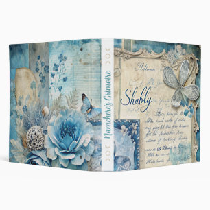 Create Your Own Shabby Chic Blue Roses Floral Binder