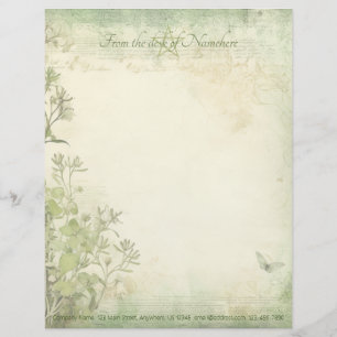 Create Your Own Shabby Chic Foliage Butterfly Letterhead