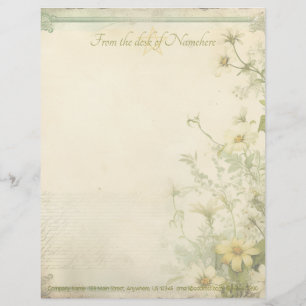 Create Your Own Shabby Chic Gerbera Daisies Green Letterhead
