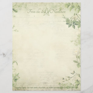 Create Your Own Shabby Chic Green Foliage Letterhead