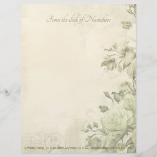 Create Your Own Shabby Chic Green Roses Floral Letterhead