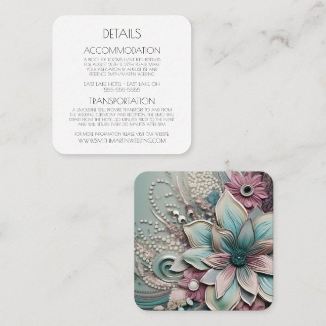 Create Your Own - Shabby Chic Paper Flowers Enclosure Card (Front/Back)