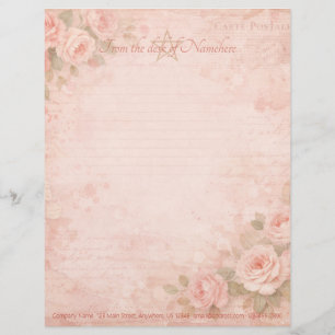 Create Your Own Shabby Chic Peach Roses Letterhead