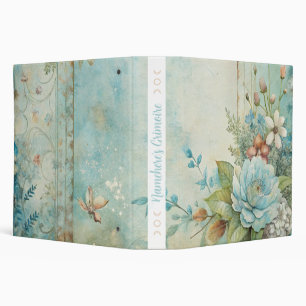 Create Your Own Shabby Chic Romantic Blue Peony Binder