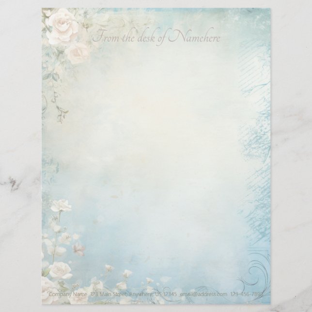 Create Your Own Shabby Chic Summer Blossoms Letterhead (Front)