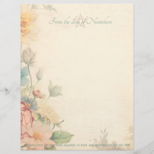 Create Your Own Shabby Chic Victorian Rose Bouquet Letterhead