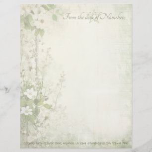 Create Your Own Shabby Chic Whildflowers Green Letterhead