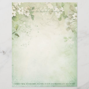 Create Your Own Shabby Chic White Flower Vine Letterhead