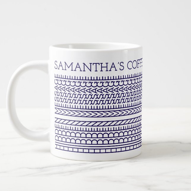 Create Your Own Short Hidden Message 148BW Novelty Large Coffee Mug (Left)