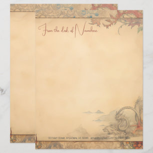 Create Your Own Silver Sea Wyrm Medieval Letterhead