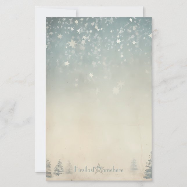 Create Your Own Silvery Celestial Winter Yule Stationery (Front)