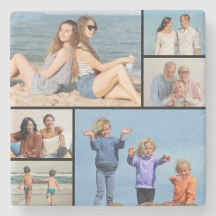 Create Your Own Simple 6 Photo Collage Stone Coaster