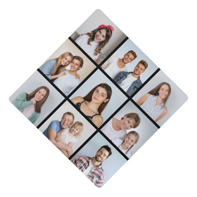 Create Your Own Simple 9 Photo Collage Graduation Cap Topper (Front)