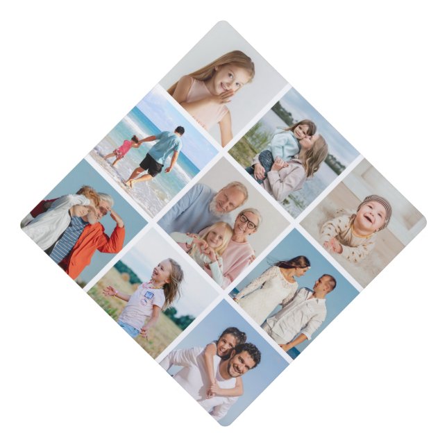 Create Your Own Simple 9 Photo Collage Graduation Cap Topper (Front)