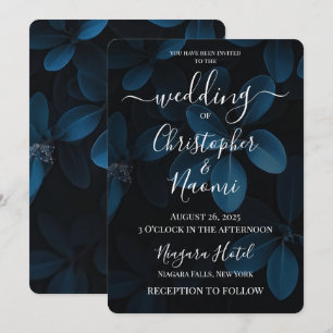 Create Your Own Simple Dark Leaves Wedding Invitation