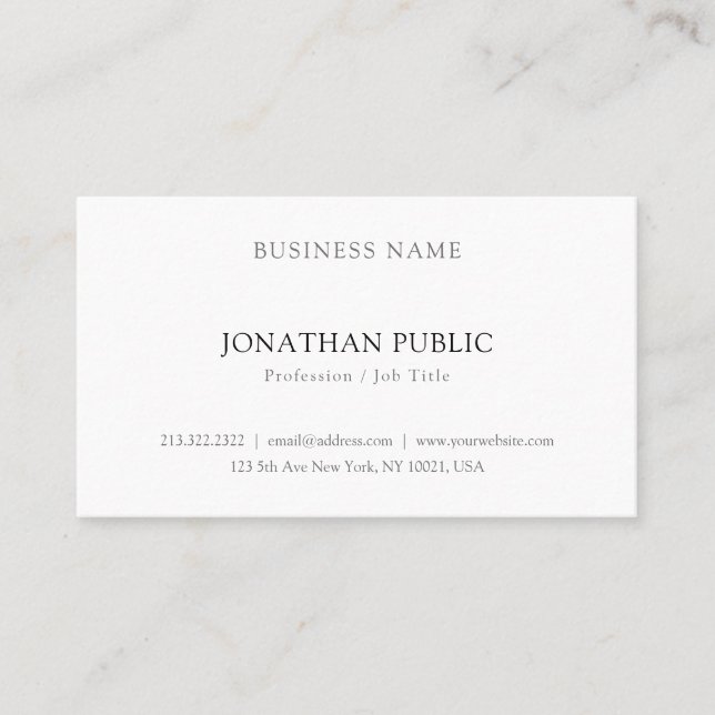 Create Your Own Simple Modern Elegant Plain Easy Business Card (Front)