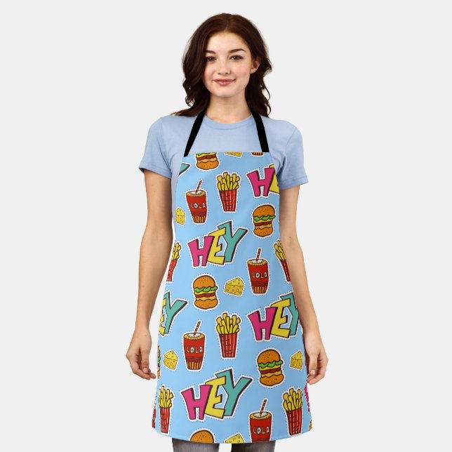 Create Your Own Simple Pizza print Apron (Worn)