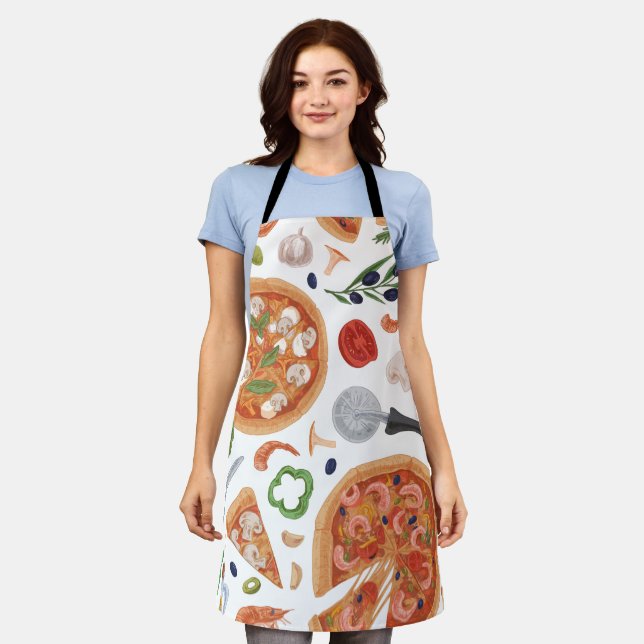 Create Your Own Simple Pizza print Apron (Worn)