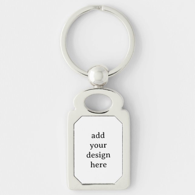 Create Your Own Simple Rectangle 1.8"x1.1" Metal  Keychain (Front)