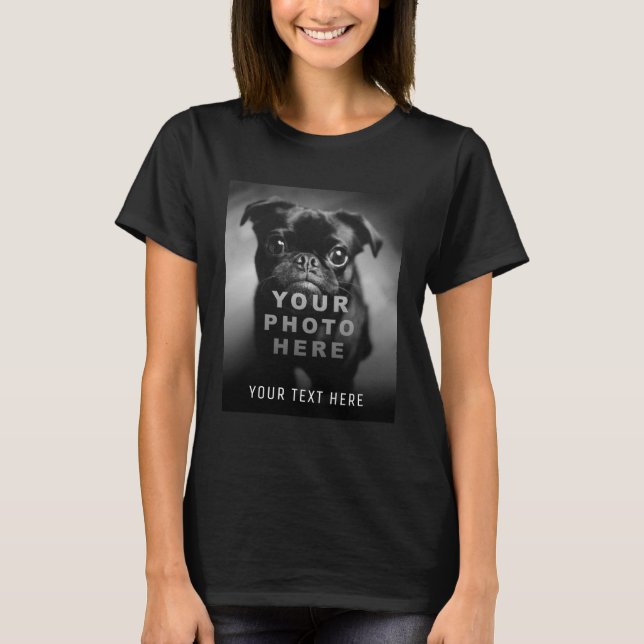 Create Your Own Simple Single Photo & Custom Text  T-Shirt (Front)