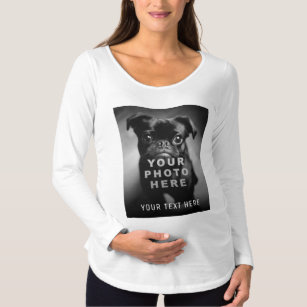 Create Your Own Simple Single Photo & Custom Text Maternity T-Shirt