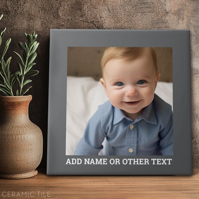 Create Your Own Single Photo Gallery grey border Tile (Custom Tile)