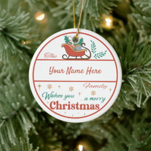 Create Your Own Sleigh Name & Year Christmas Ceramic Ornament
