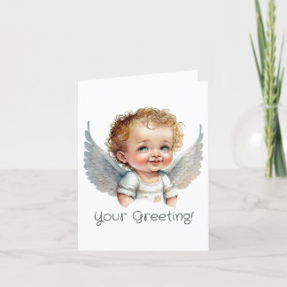Create Your Own Smiling Baby Christmas Angel Holiday Card