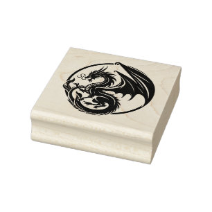 Create Your Own Smoking Fire Dragon Emblem Rubber Stamp
