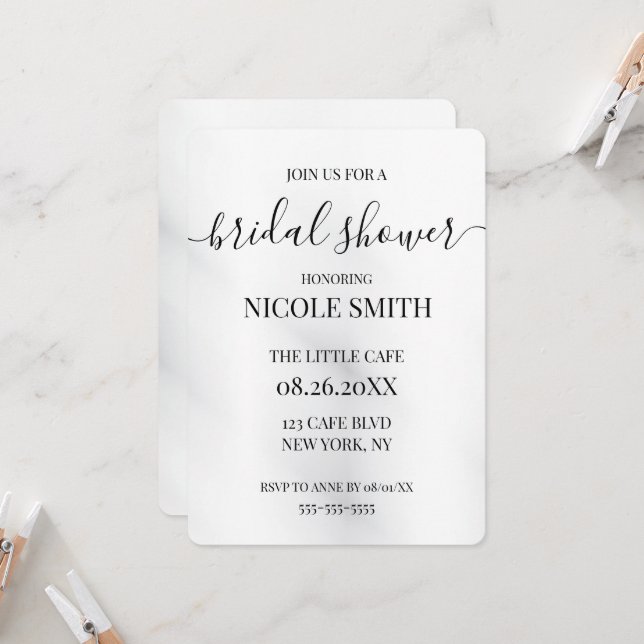Create Your Own Smudge Texture Bridal Shower Invitation (Front/Back In Situ)