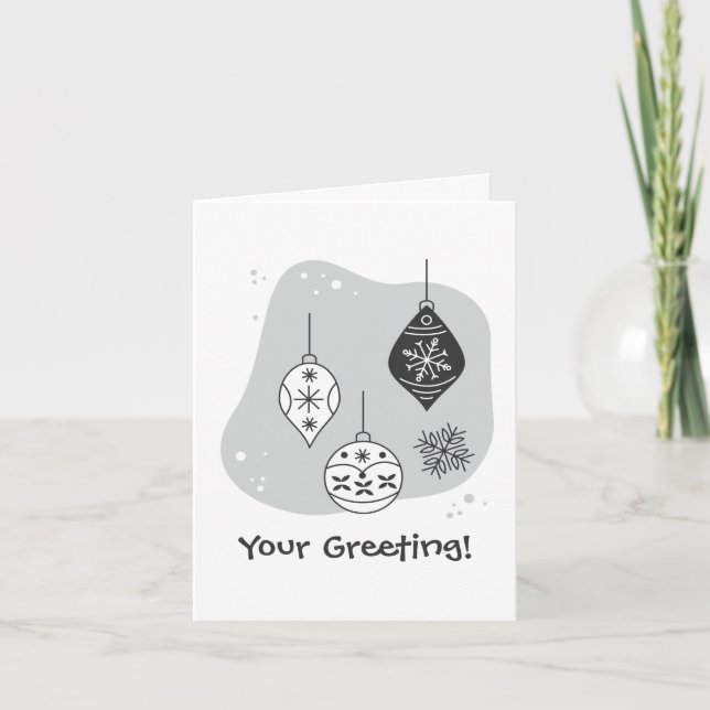 Create Your Own Snowflakes & Baubles Christmas Holiday Card (Front)