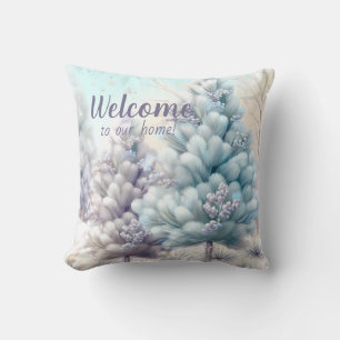 Create Your Own Snowy Fluffy Christmas Trees Throw Pillow
