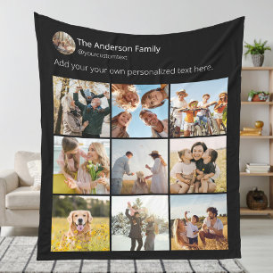 Create Your Own Social Media Photo Collage Fleece Blanket
