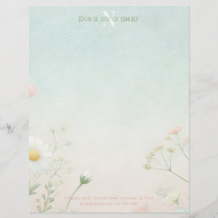Create Your Own Soft Daisies Pink Flowers Letterhead